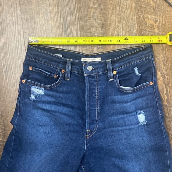 LEVI’S PREMIUM 501 RIBCAGE STRAIGHT ANKLE UNDONE HEM FOR FREE PEOPLE LUXEDENIM - Picture 11 of 14